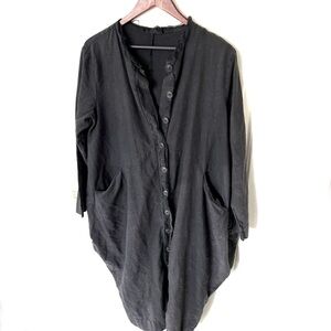 Baci Trade LLC Distressed Minimalist Asymmetrical Tunic Dress Pockets Size M